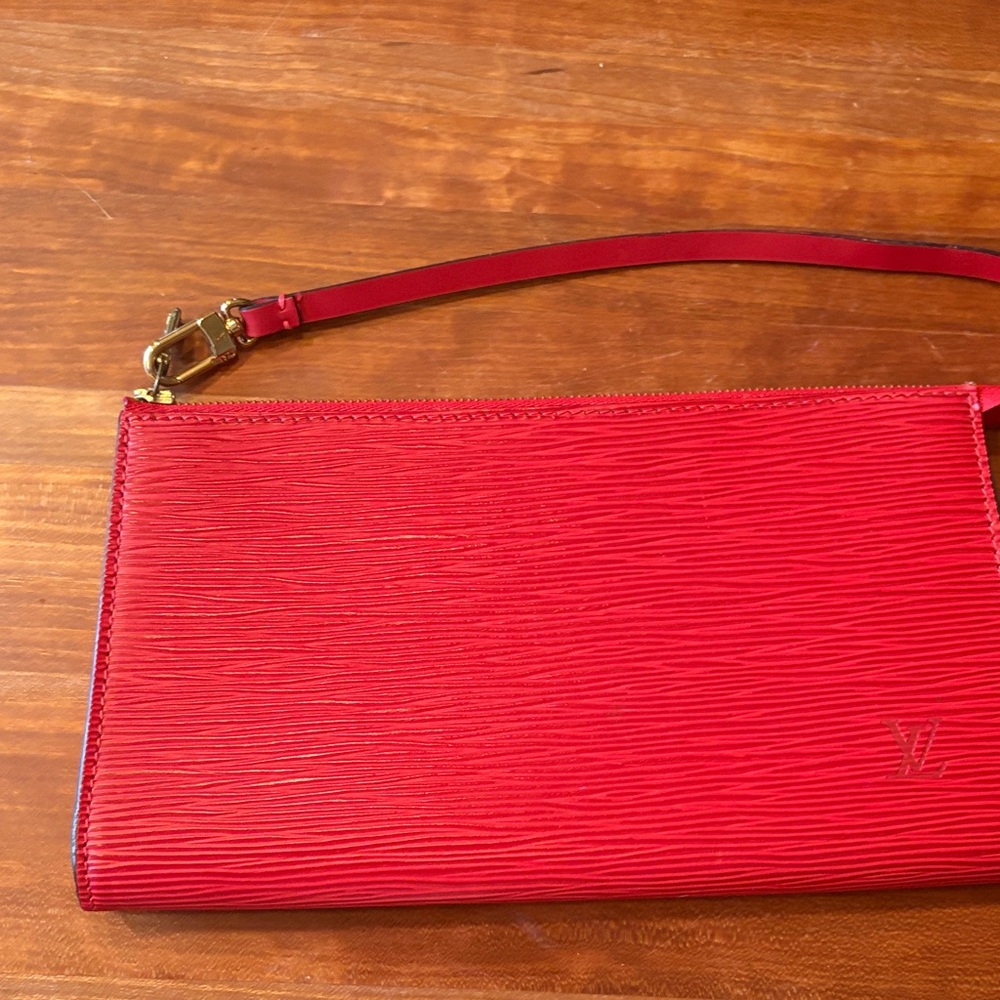 Louis Vuitton Red Epi Leather Pochette Accessories 24 Wristlet Clutch with Strap - Picture 11 of 13